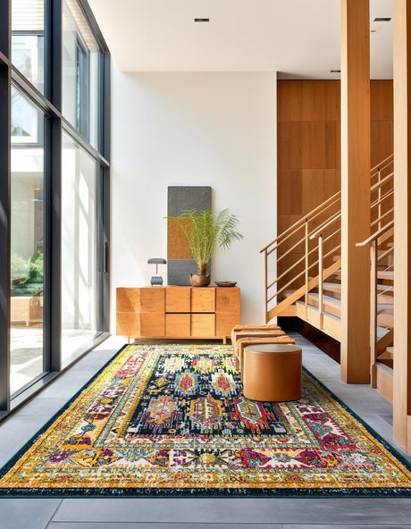 Navy Blue 5' 3 x 8' Penrose Rectangle Area Rug Classic Durable Stain Resistant Easy Clean Carpet for Traditional Indoor Home Decor for Sale at Rug Engine