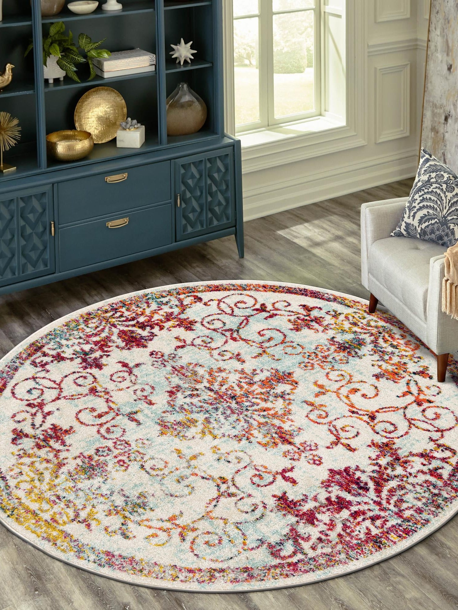 Ivory 3' 1 x 3' 1 Penrose Round Area Rug