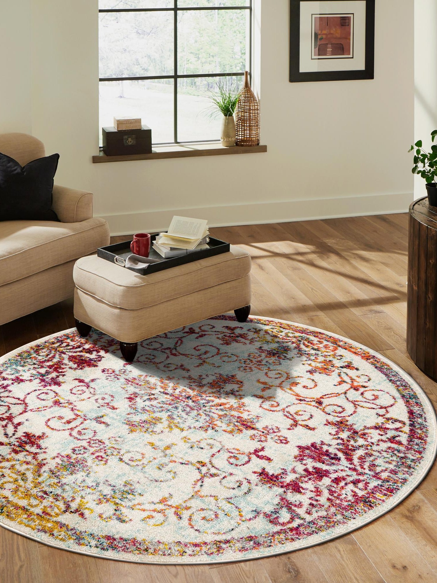 Ivory 3' 1 x 3' 1 Penrose Round Area Rug