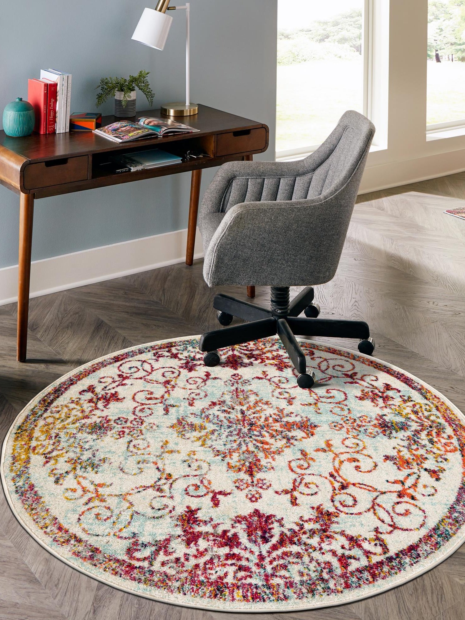 Ivory 3' 1 x 3' 1 Penrose Round Area Rug