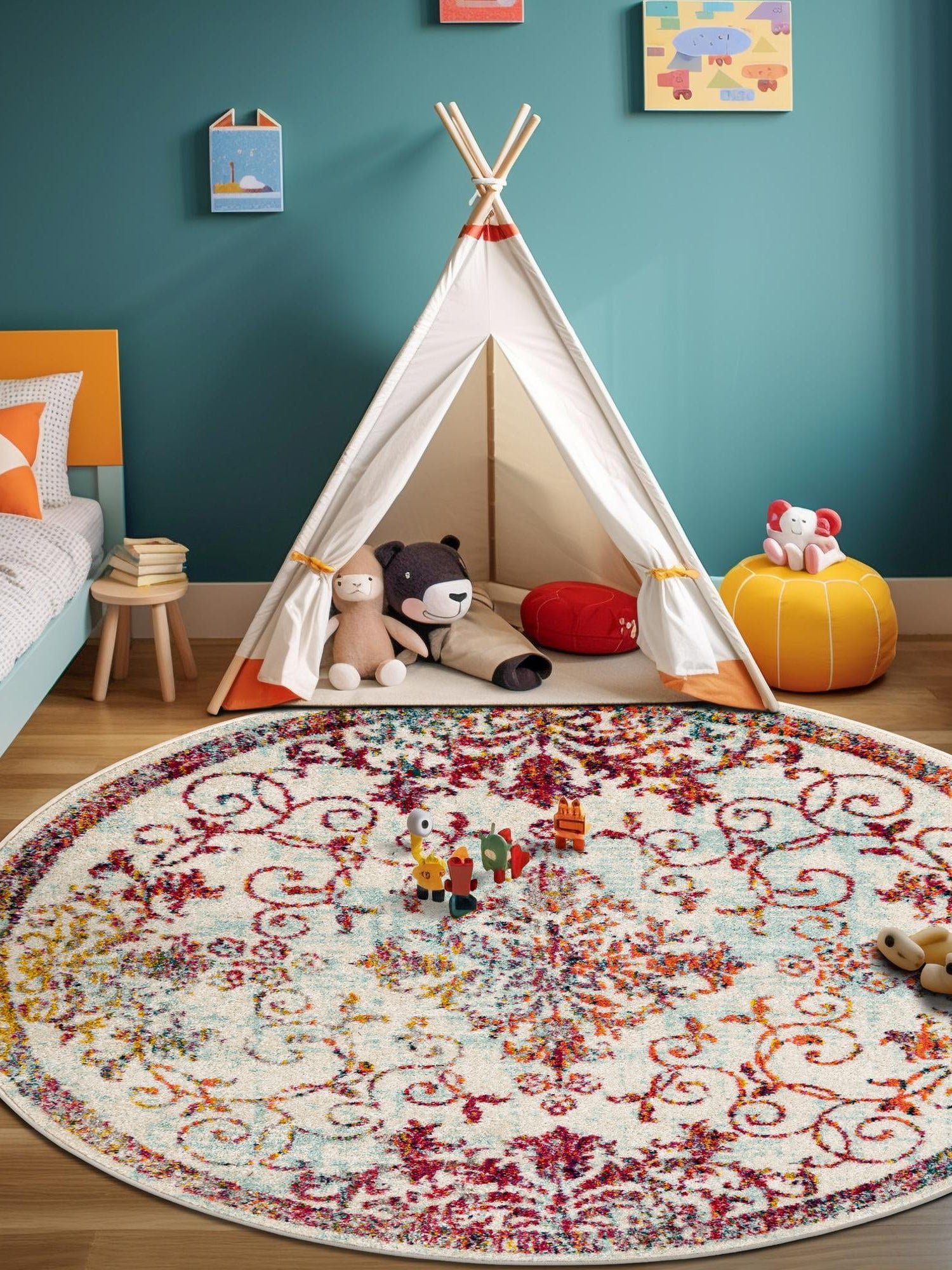 Ivory 5' 3 x 5' 3 Penrose Round Area Rug