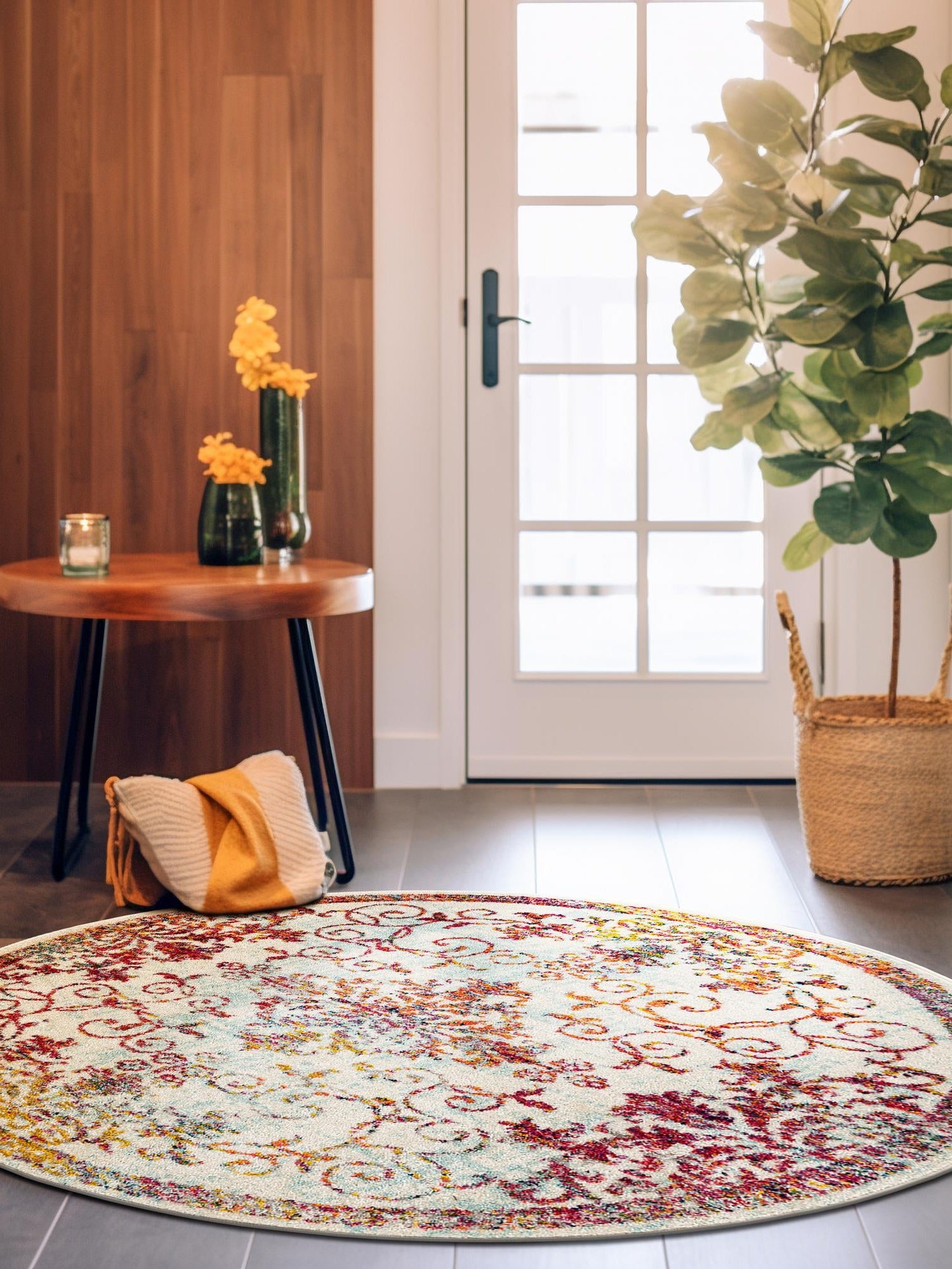 Ivory 5' 3 x 5' 3 Penrose Round Area Rug