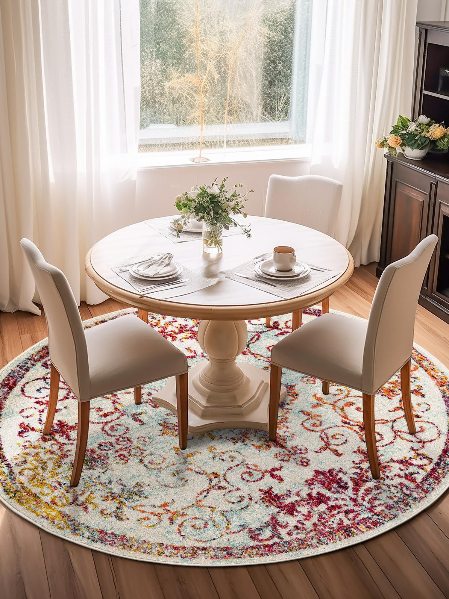 Ivory 5' 3 x 5' 3 Penrose Round Area Rug