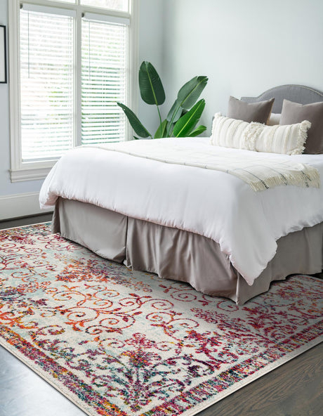 Ivory 7' 1 x 10' Penrose Rectangle Area Rug Classic Durable Stain Resistant Easy Clean Carpet for Traditional Indoor Home Decor for Sale at Rug Engine