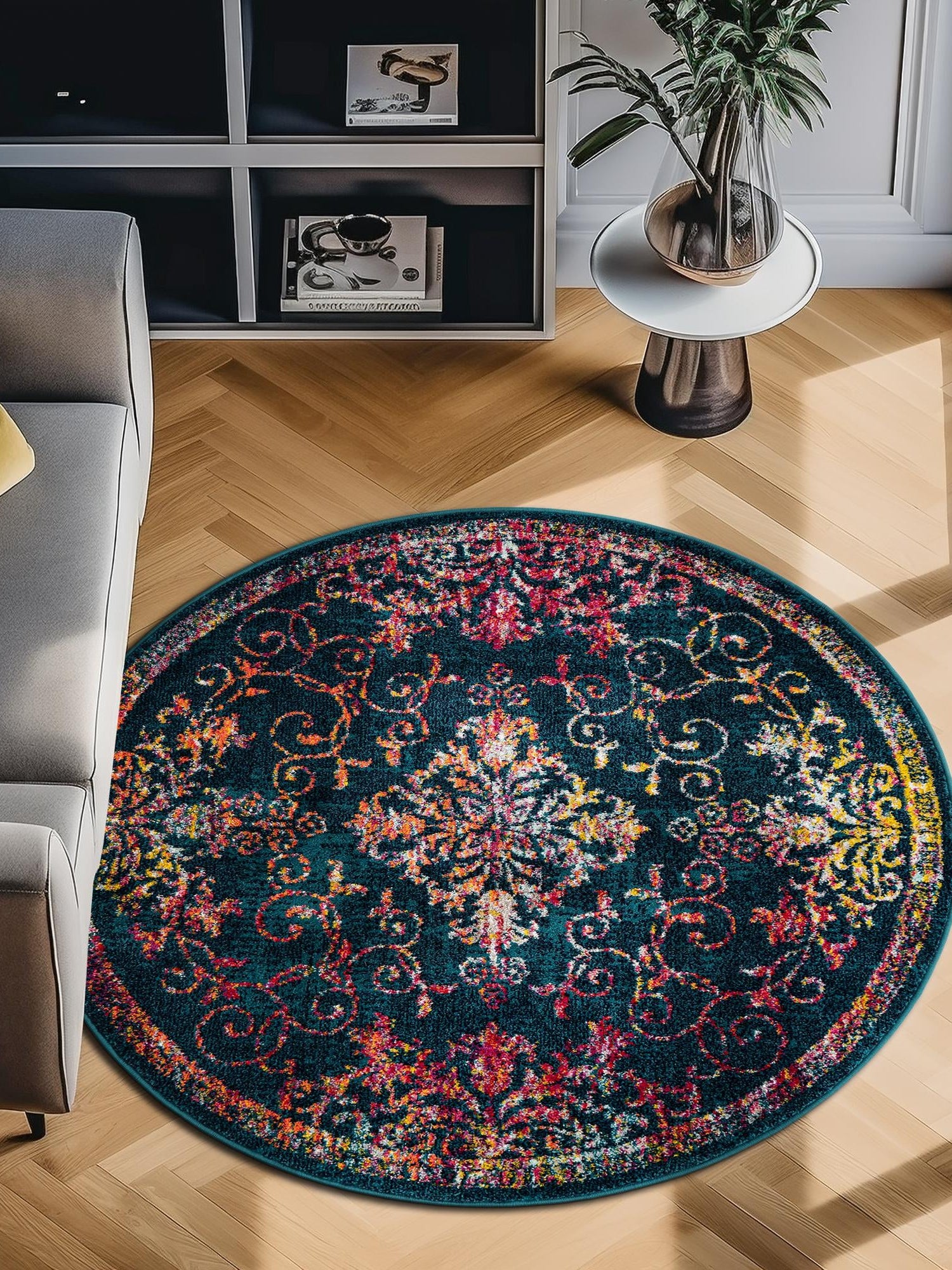 Navy Blue 7' 10 x 7' 10 Penrose Round Area Rug