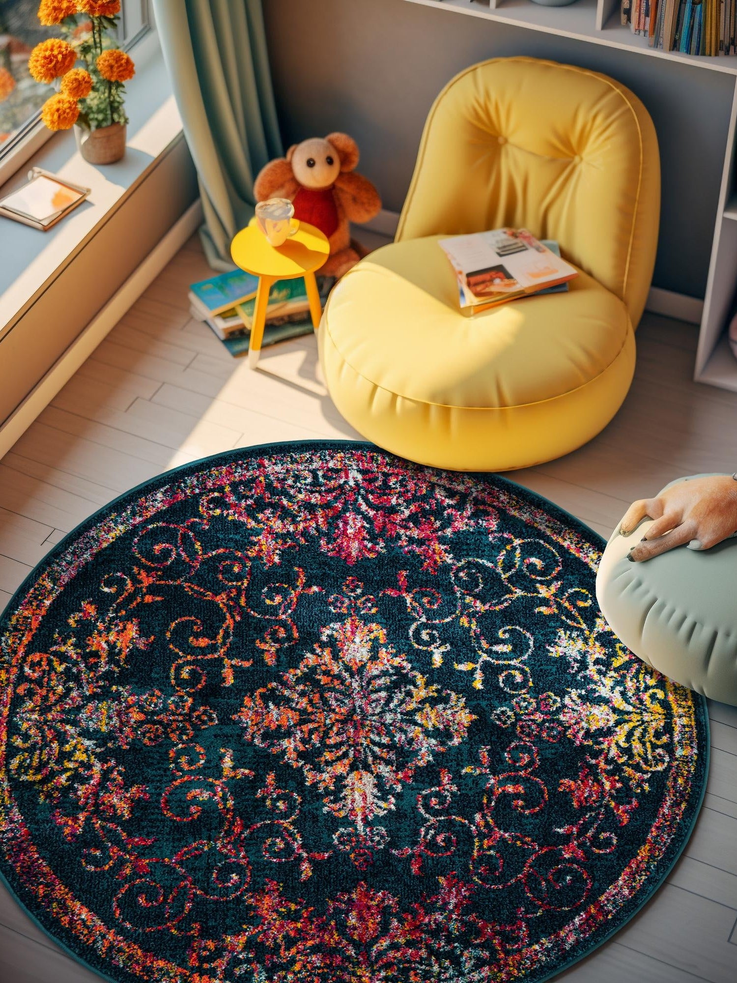 Navy Blue 3' 1 x 3' 1 Penrose Round Area Rug