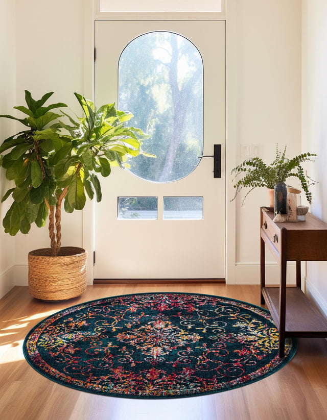 Navy Blue 3' 1 x 3' 1 Penrose Round Area Rug