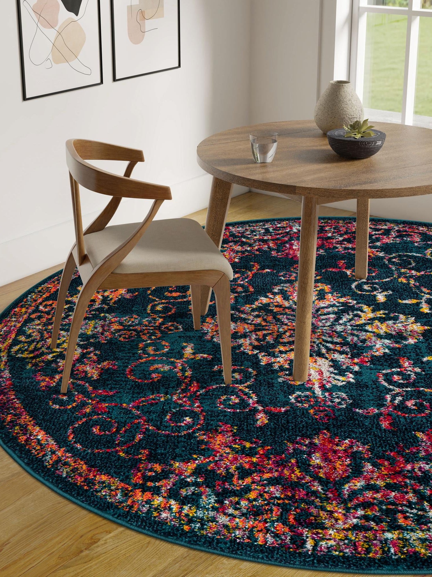 Navy Blue 7' 10 x 7' 10 Penrose Round Area Rug