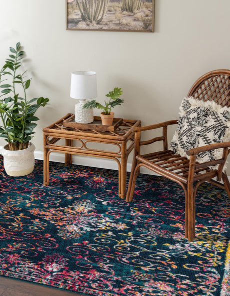 Navy Blue 5' 3 x 8' Penrose Rectangle Area Rug Classic Durable Stain Resistant Easy Clean Carpet for Traditional Indoor Home Decor for Sale at Rug Engine