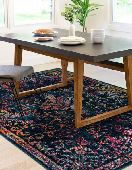 Navy Blue 6' 1 x 9' Penrose Rectangle Area Rug Classic Durable Stain Resistant Easy Clean Carpet for Traditional Indoor Home Decor for Sale at Rug Engine