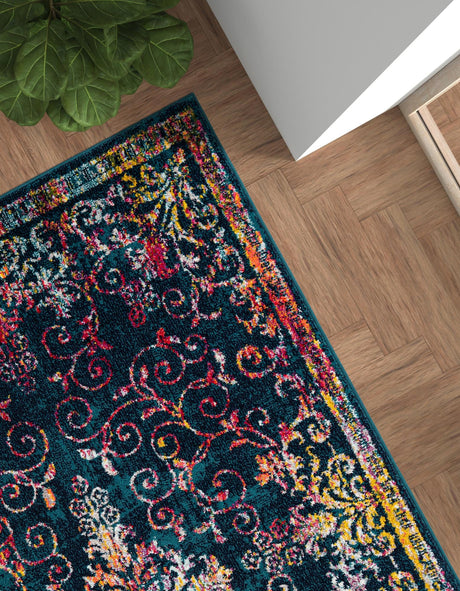 Navy Blue 6' 1 x 9' Penrose Rectangle Area Rug Classic Durable Stain Resistant Easy Clean Carpet for Traditional Indoor Home Decor for Sale at Rug Engine