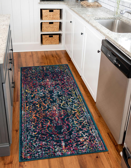 Navy Blue 2' x 6' 1 Penrose Runner Area Rug Classic Durable Stain Resistant Easy Clean Carpet for Traditional Indoor Home Decor for Sale at Rug Engine