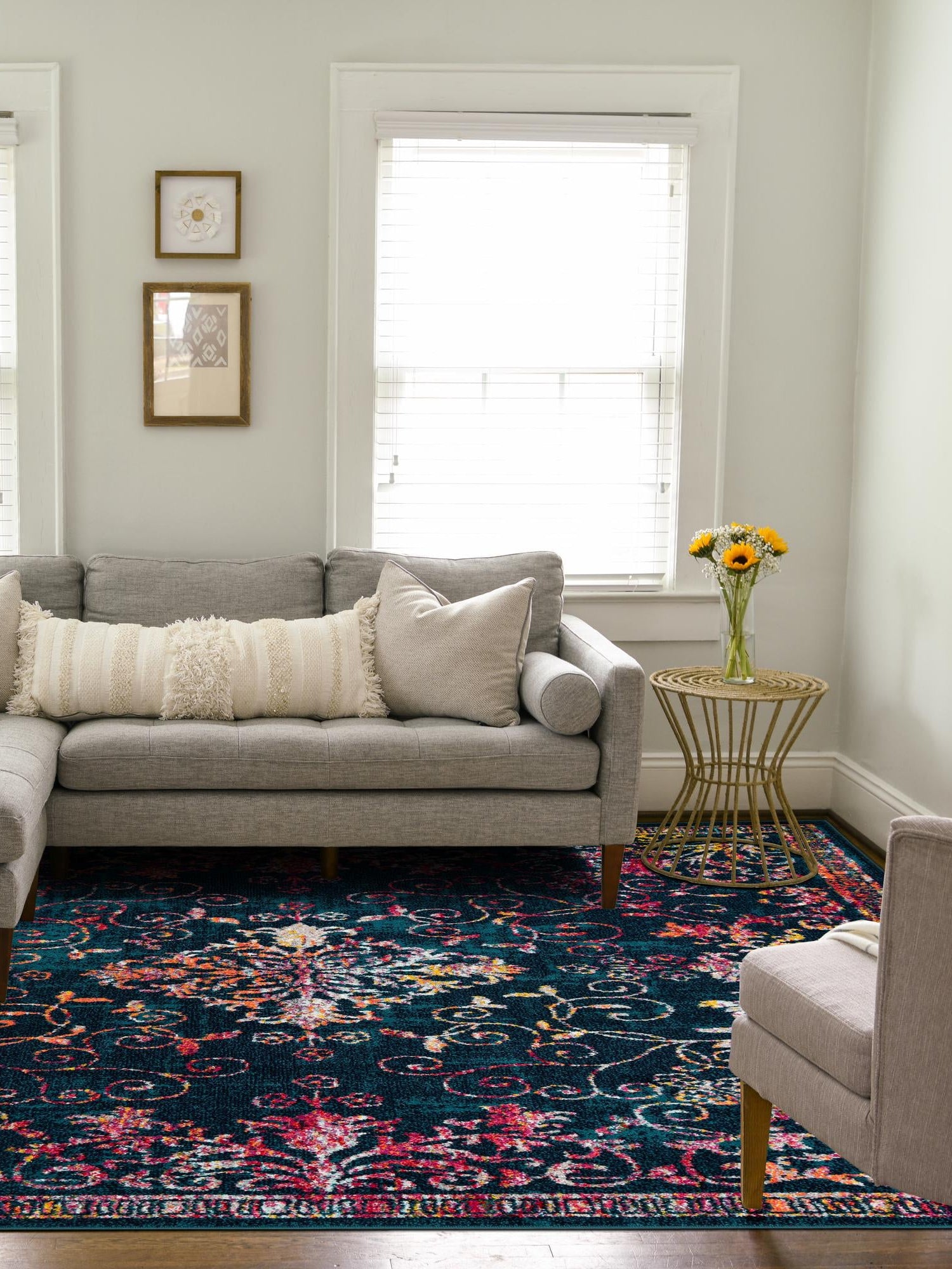 Navy Blue 7' 10 x 7' 10 Penrose Square Area Rug