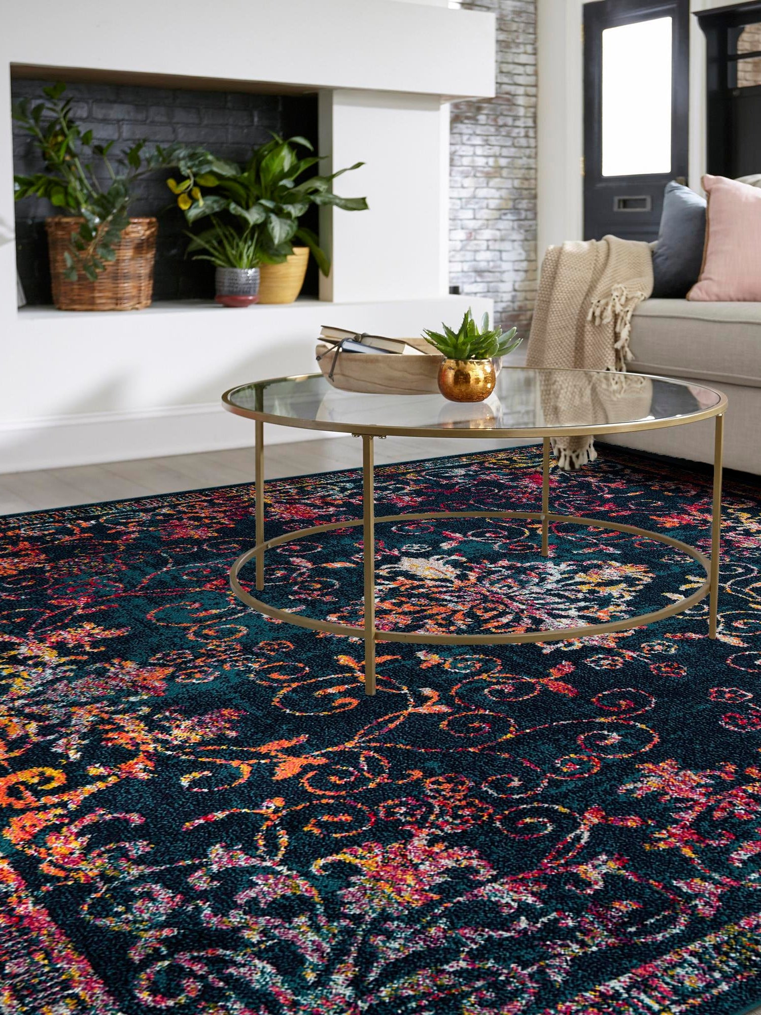 Navy Blue 7' 10 x 7' 10 Penrose Square Area Rug