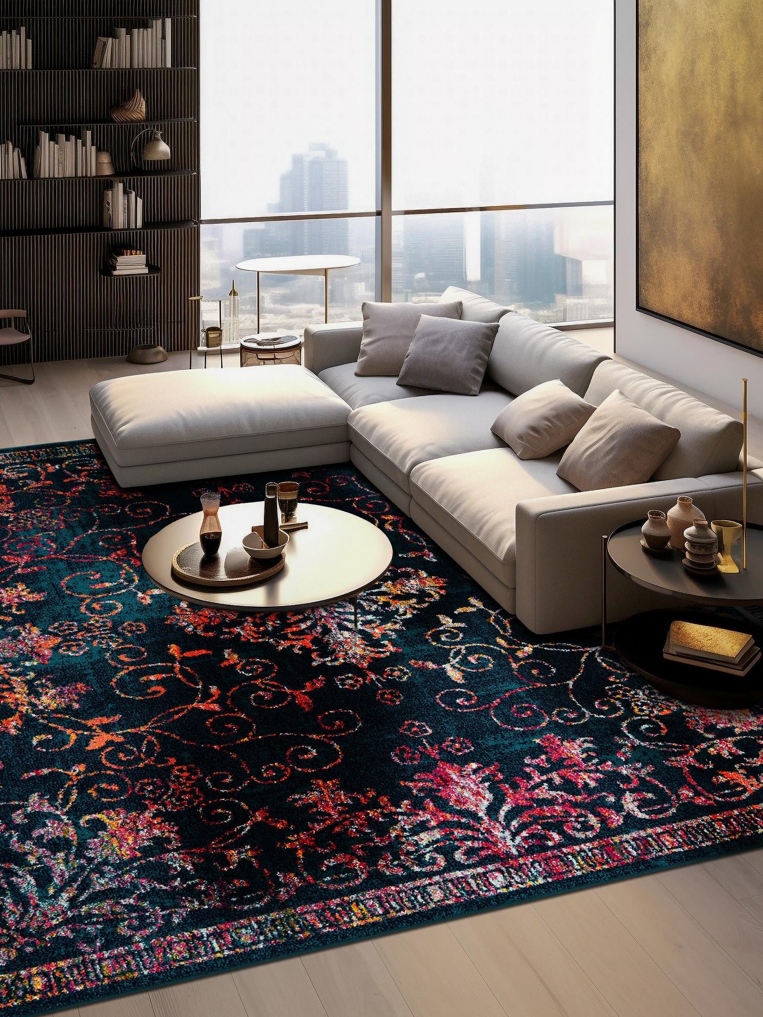 Navy Blue 7' 10 x 7' 10 Penrose Square Area Rug