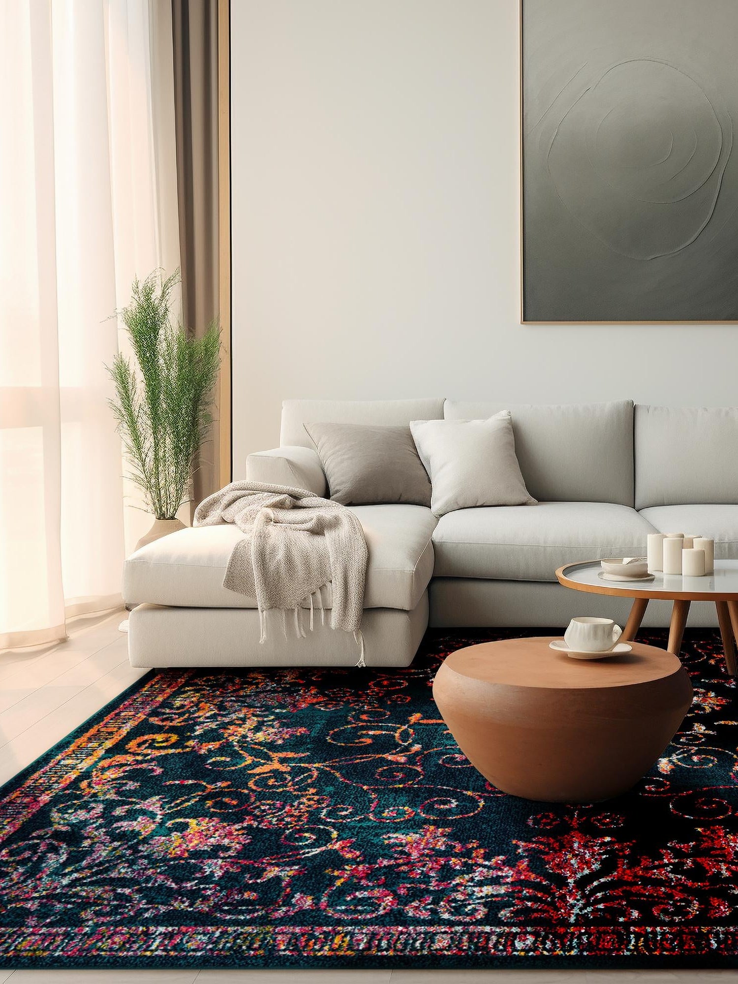 Navy Blue 7' 10 x 7' 10 Penrose Square Area Rug