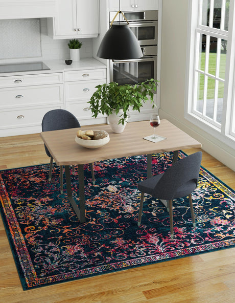 Navy Blue 10' x 10' Penrose Square Area Rug Classic Durable Stain Resistant Easy Clean Carpet for Traditional Indoor Home Decor for Sale at Rug Engine