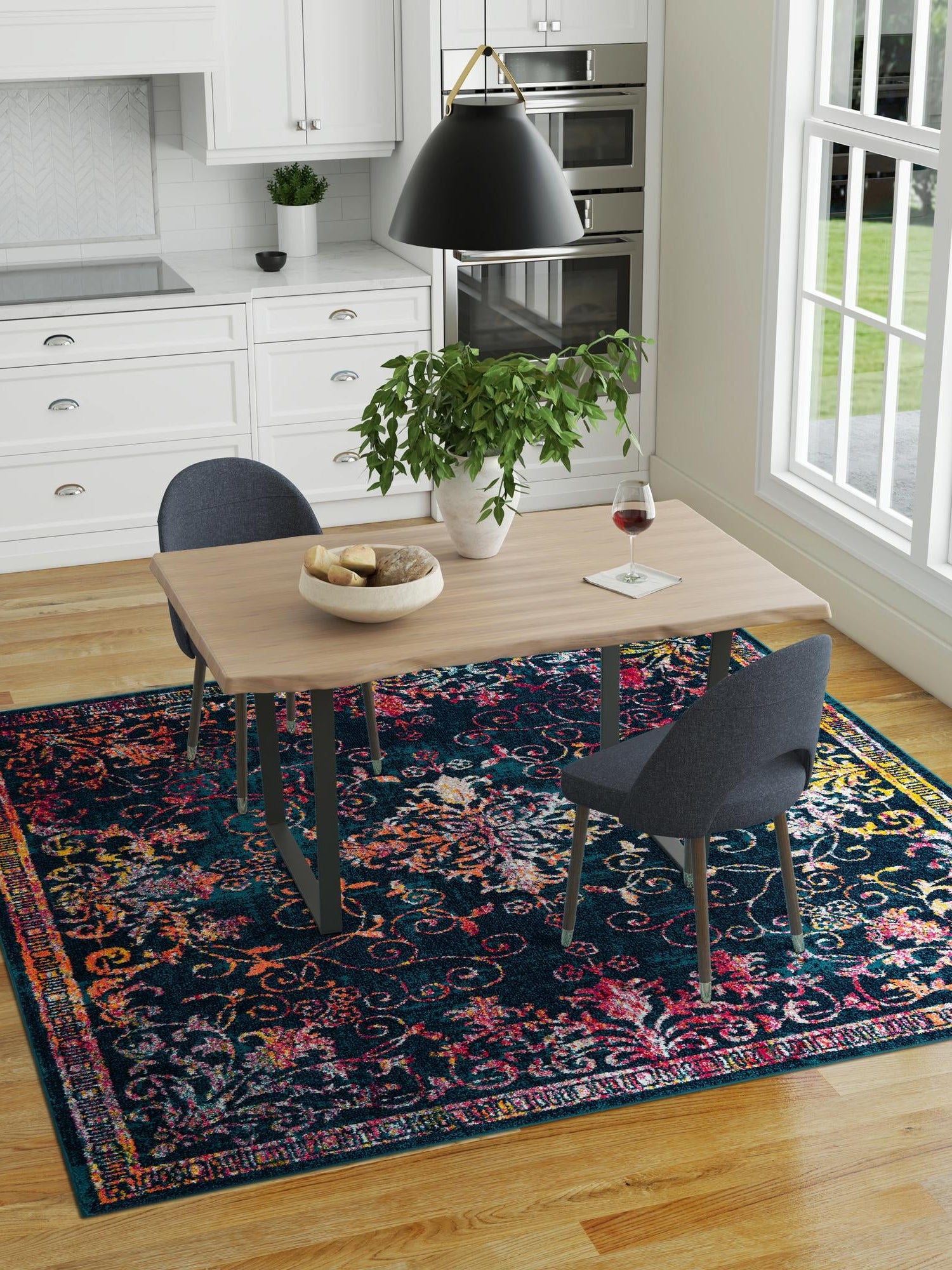 Navy Blue 7' 10 x 7' 10 Penrose Square Area Rug