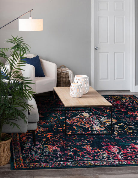 Navy Blue 7' 10 x 7' 10 Penrose Square Area Rug Classic Durable Stain Resistant Easy Clean Carpet for Traditional Indoor Home Decor for Sale at Rug Engine