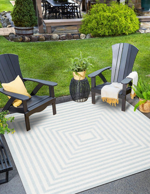 Light Blue 6' 1 x 6' 1 Sabrina Soto Outdoor Square Area Rug Weather Resistant for Patio, Deck, Terrace, Balcony, Porch Durable Carpet for Exterior Home Design for Sale at Rug Engine