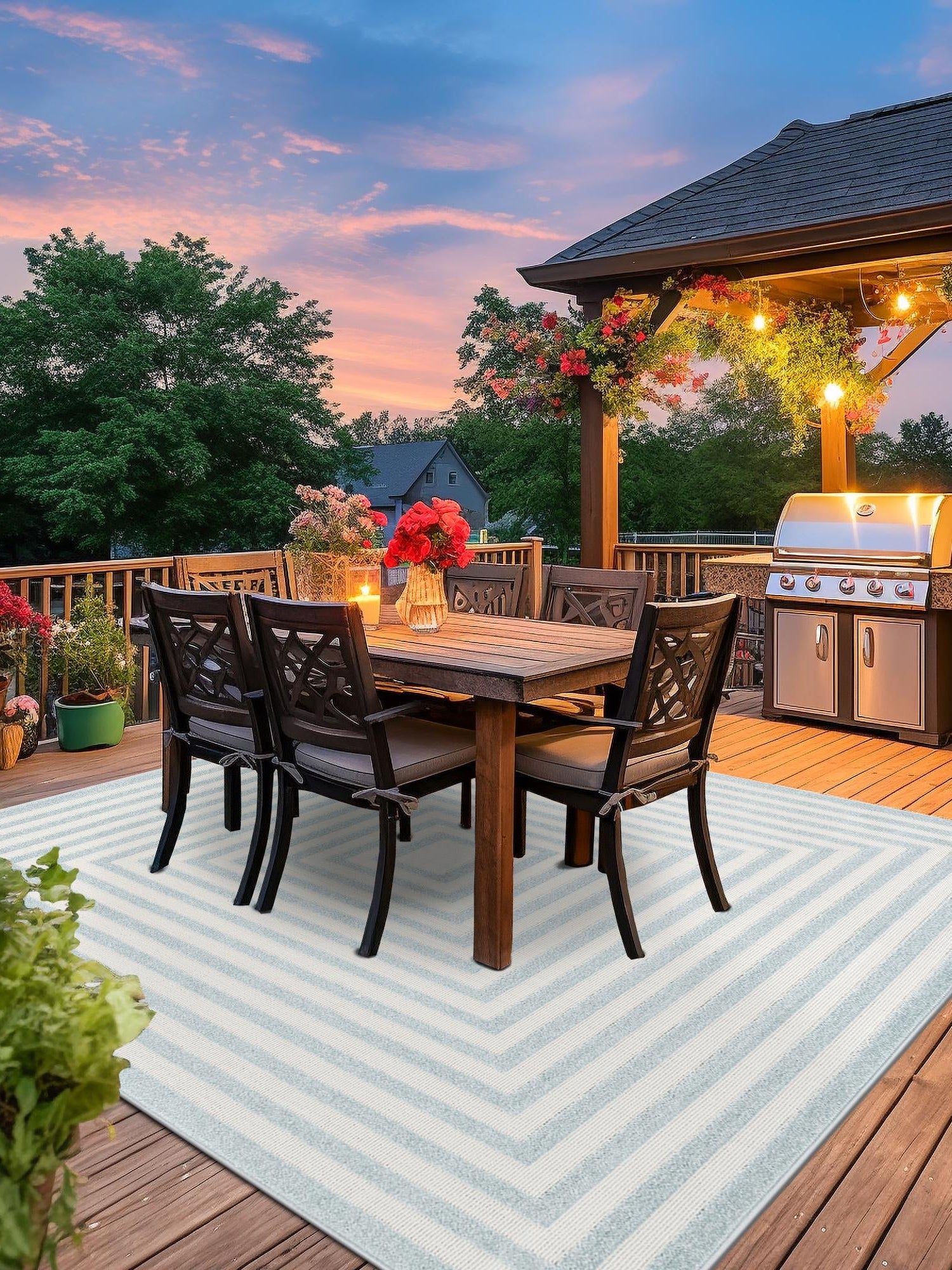 Light Blue 6' 1 x 6' 1 Sabrina Soto Outdoor Square Area Rug Weather Resistant for Patio, Deck, Terrace, Balcony, Porch Durable Carpet for Exterior Home Design for Sale at Rug Engine