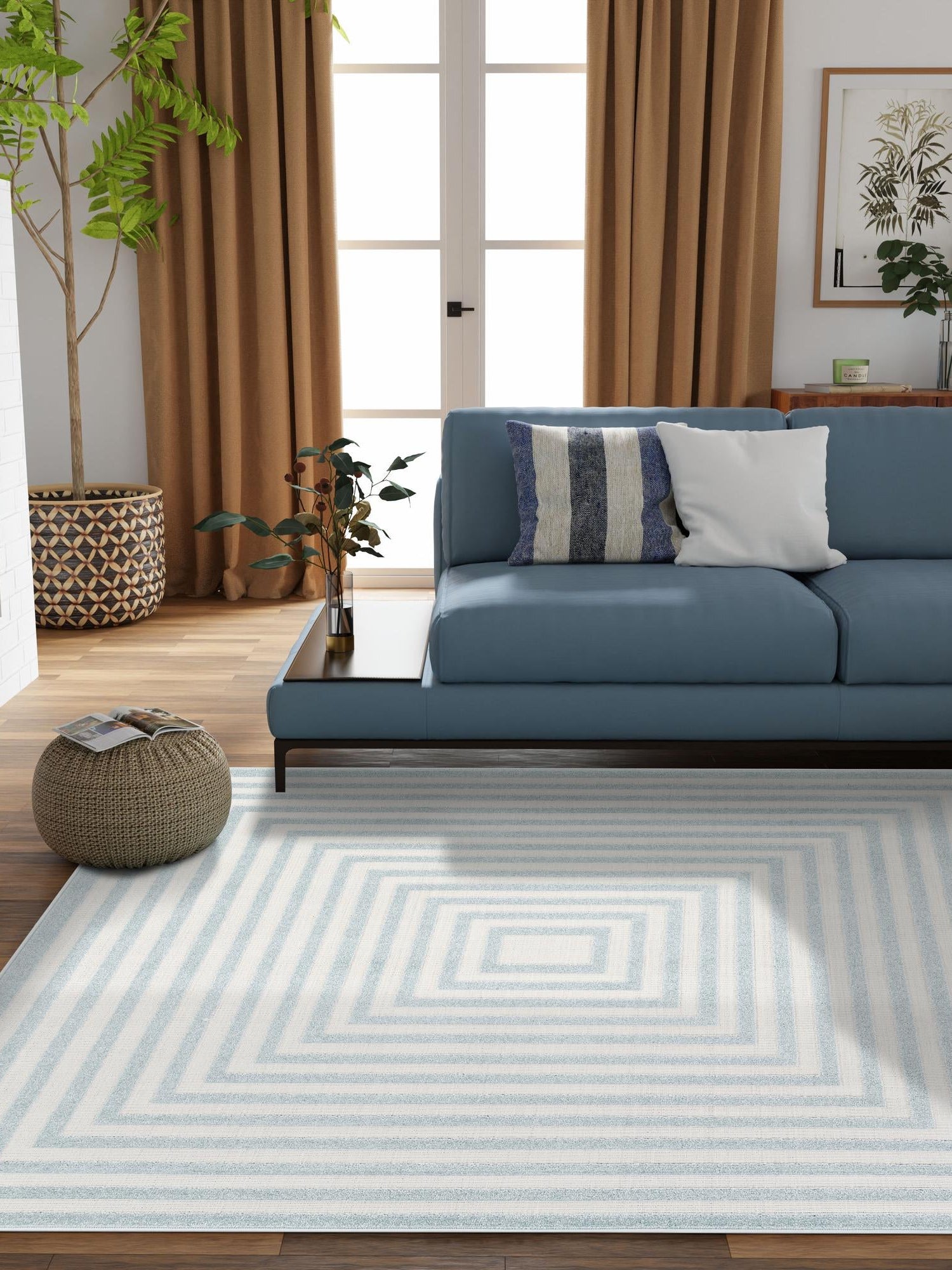 Light Blue 6' 1 x 6' 1 Sabrina Soto Outdoor Square Area Rug Weather Resistant for Patio, Deck, Terrace, Balcony, Porch Durable Carpet for Exterior Home Design for Sale at Rug Engine