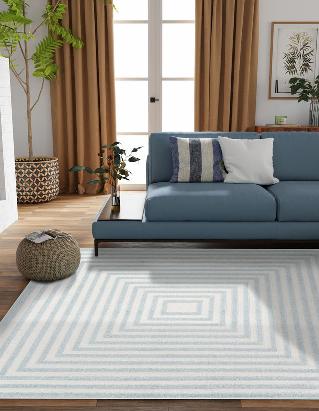Light Blue 6' 1 x 6' 1 Sabrina Soto Outdoor Square Area Rug Weather Resistant for Patio, Deck, Terrace, Balcony, Porch Durable Carpet for Exterior Home Design for Sale at Rug Engine