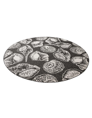 Black and White 10' x 10' Outdoor Coastal Round Area Rug Weather Resistant for Patio, Deck, Terrace, Balcony, Porch 100% Polypropylene Coastal Decor Carpet for Sale at Rug Engine