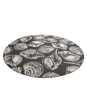 Black and White 10' x 10' Outdoor Coastal Round Area Rug Weather Resistant for Patio, Deck, Terrace, Balcony, Porch 100% Polypropylene Coastal Decor Carpet for Sale at Rug Engine