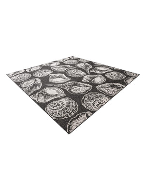 Black and White 10' x 10' Outdoor Coastal Square Area Rug Weather Resistant for Patio, Deck, Terrace, Balcony, Porch 100% Polypropylene Coastal Decor Carpet for Sale at Rug Engine
