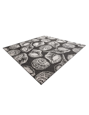 Black and White 10' x 10' Outdoor Coastal Square Area Rug Weather Resistant for Patio, Deck, Terrace, Balcony, Porch 100% Polypropylene Coastal Decor Carpet for Sale at Rug Engine