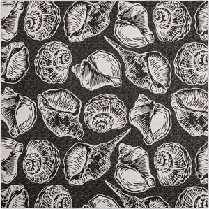 Black and White 10' x 10' Outdoor Coastal Square Area Rug Weather Resistant for Patio, Deck, Terrace, Balcony, Porch 100% Polypropylene Coastal Decor Carpet for Sale at Rug Engine