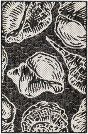 Black and White 2' x 3' 1 Outdoor Coastal Rectangle Area Rug Weather Resistant for Patio, Deck, Terrace, Balcony, Porch 100% Polypropylene Coastal Decor Carpet for Sale at Rug Engine
