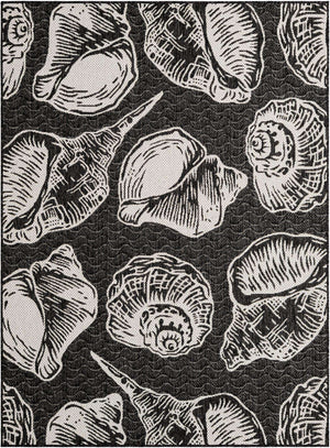 Black and White 5' 3 x 7' 1 Outdoor Coastal Rectangle Area Rug Weather Resistant for Patio, Deck, Terrace, Balcony, Porch 100% Polypropylene Coastal Decor Carpet for Sale at Rug Engine
