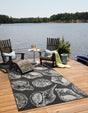 Black and White 9' x 12' Outdoor Coastal Rectangle Area Rug Weather Resistant for Patio, Deck, Terrace, Balcony, Porch 100% Polypropylene Coastal Decor Carpet for Sale at Rug Engine