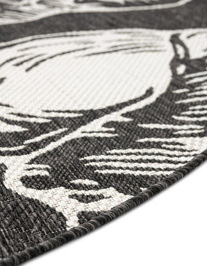 Black and White 7' 10 x 7' 10 Outdoor Coastal Round Area Rug Weather Resistant for Patio, Deck, Terrace, Balcony, Porch 100% Polypropylene Coastal Decor Carpet for Sale at Rug Engine