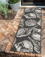 Black and White 2' 7 x 12' Outdoor Coastal Runner Area Rug Weather Resistant for Patio, Deck, Terrace, Balcony, Porch 100% Polypropylene Coastal Decor Carpet for Sale at Rug Engine