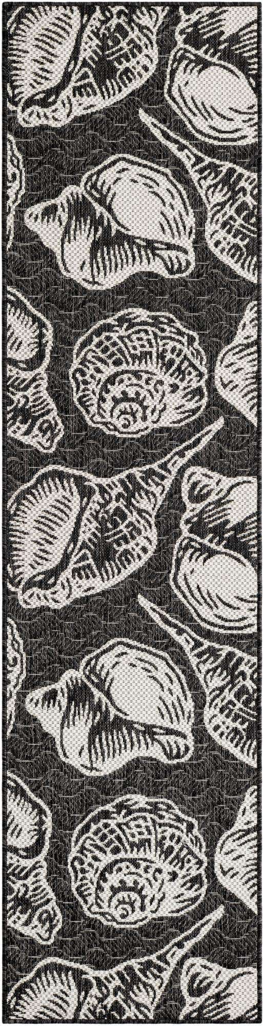 Black and White 2' x 8' Outdoor Coastal Runner Area Rug Weather Resistant for Patio, Deck, Terrace, Balcony, Porch 100% Polypropylene Coastal Decor Carpet for Sale at Rug Engine