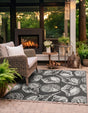 Black and White 12' x 12' Outdoor Coastal Square Area Rug Weather Resistant for Patio, Deck, Terrace, Balcony, Porch 100% Polypropylene Coastal Decor Carpet for Sale at Rug Engine