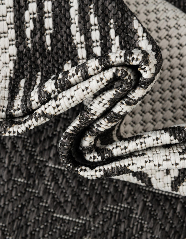 Black and White 10' x 10' Outdoor Coastal Square Area Rug Weather Resistant for Patio, Deck, Terrace, Balcony, Porch 100% Polypropylene Coastal Decor Carpet for Sale at Rug Engine