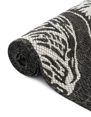 Black and White 10' x 10' Outdoor Coastal Square Area Rug Weather Resistant for Patio, Deck, Terrace, Balcony, Porch 100% Polypropylene Coastal Decor Carpet for Sale at Rug Engine