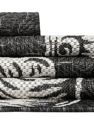 Black and White 10' x 10' Outdoor Coastal Square Area Rug Weather Resistant for Patio, Deck, Terrace, Balcony, Porch 100% Polypropylene Coastal Decor Carpet for Sale at Rug Engine