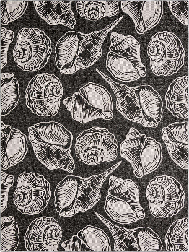 Black and White 9' x 12' Outdoor Coastal Rectangle Area Rug Weather Resistant for Patio, Deck, Terrace, Balcony, Porch 100% Polypropylene Coastal Decor Carpet for Sale at Rug Engine