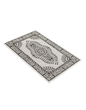 White and Black 2' x 3' 1 Outdoor Traditional Rectangle Area Rug Weather Resistant for Patio, Deck, Terrace, Balcony, Porch Classical Design Outside Carpet for Sale at Rug Engine