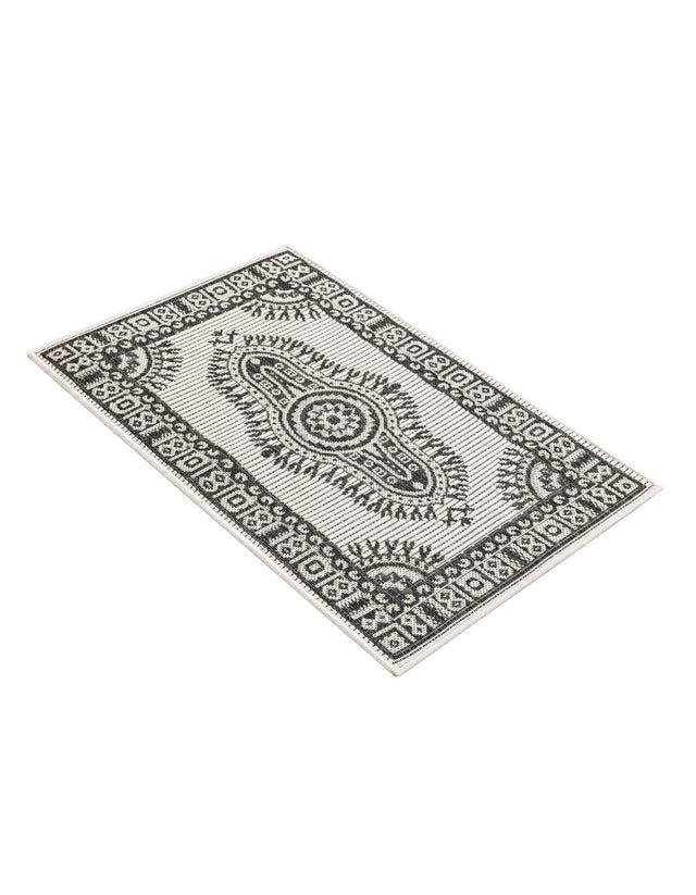 White and Black 2' x 3' 1 Outdoor Traditional Rectangle Area Rug Weather Resistant for Patio, Deck, Terrace, Balcony, Porch Classical Design Outside Carpet for Sale at Rug Engine