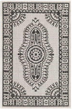 White and Black 2' x 3' 1 Outdoor Traditional Rectangle Area Rug Weather Resistant for Patio, Deck, Terrace, Balcony, Porch Classical Design Outside Carpet for Sale at Rug Engine