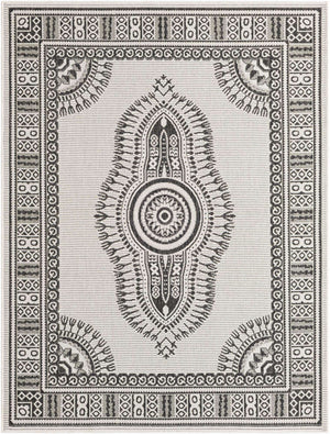 White and Black 5' 3 x 7' 1 Outdoor Traditional Rectangle Area Rug Weather Resistant for Patio, Deck, Terrace, Balcony, Porch Classical Design Outside Carpet for Sale at Rug Engine