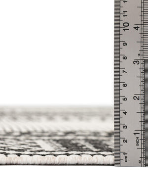 White and Black 7' 10 x 10' Outdoor Traditional Rectangle Area Rug Weather Resistant for Patio, Deck, Terrace, Balcony, Porch Classical Design Outside Carpet for Sale at Rug Engine