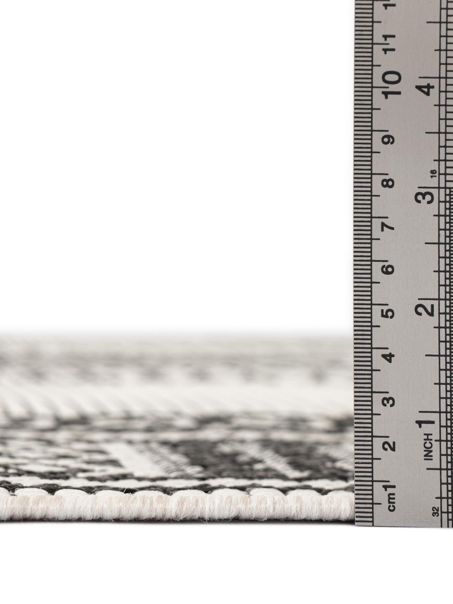 White and Black 9' x 12' Outdoor Traditional Rectangle Area Rug Weather Resistant for Patio, Deck, Terrace, Balcony, Porch Classical Design Outside Carpet for Sale at Rug Engine