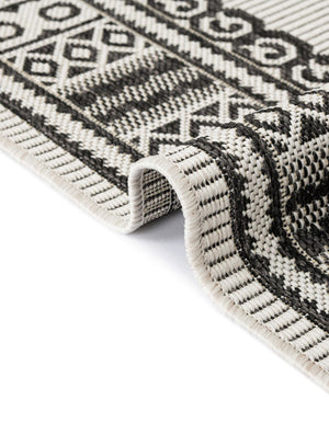 White and Black 2' x 3' 1 Outdoor Traditional Rectangle Area Rug Weather Resistant for Patio, Deck, Terrace, Balcony, Porch Classical Design Outside Carpet for Sale at Rug Engine